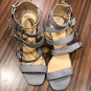 Missguided gray suede sandals with silver hardware